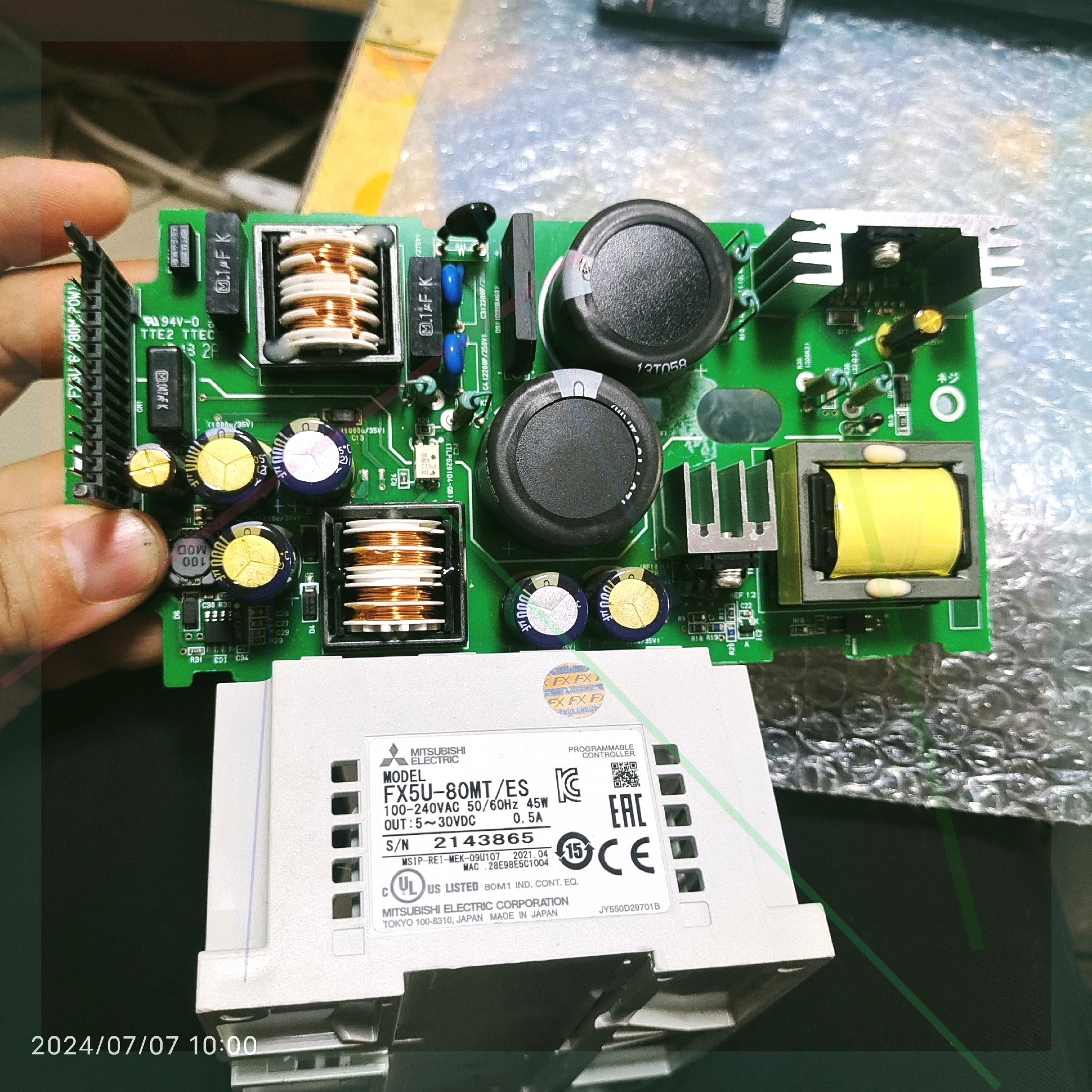 询价21年份FX5U-80MT 电源板三菱原装正品包好(已测试功议价