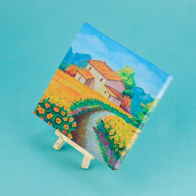 棉布迷你木制油画框布框油画板丙烯画布颜料DIY亚麻纯棉带框丙烯