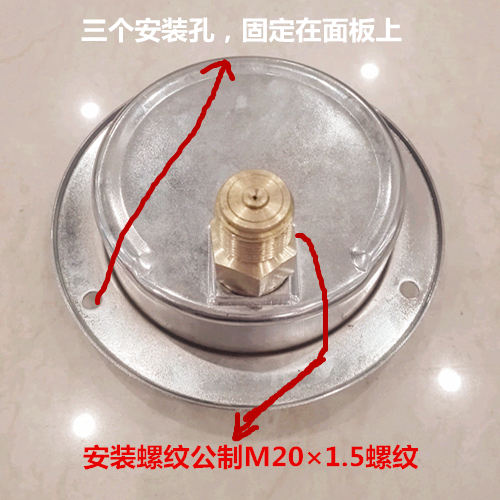 耐震压力表0～1/2.5/6/10/16/25/40/60Mpa/KG公斤表盘100带边