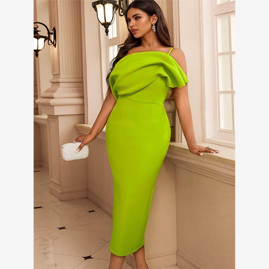 欧美大码性感抹胸吊带裙晚会派对层次感高腰露背一步裙Sexy Dress