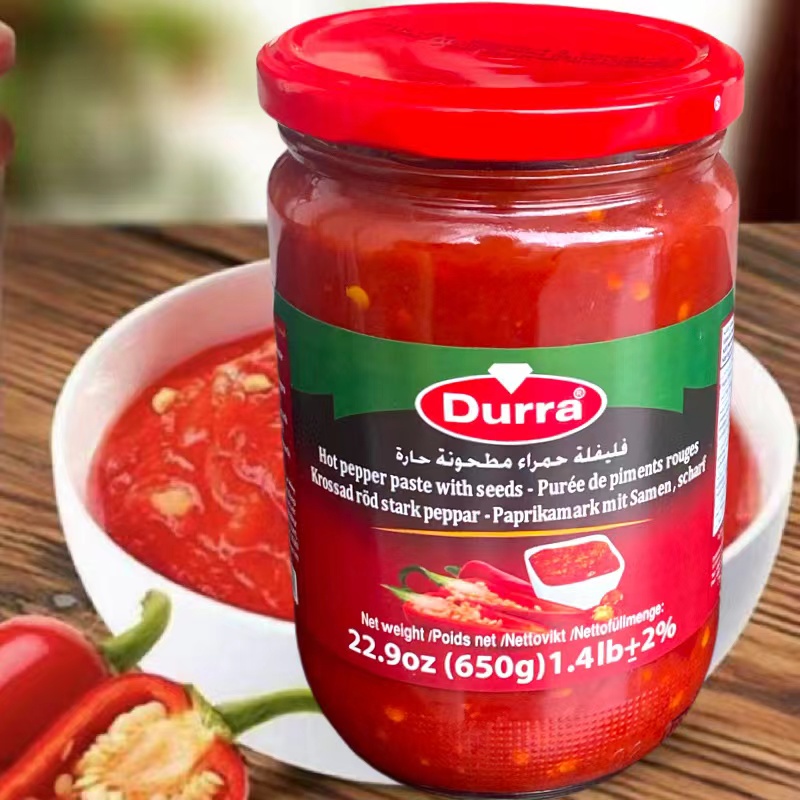 DURRA HOT PEPPER PASTE多朗阿拉伯中东辣椒酱西餐原料650g拌面酱