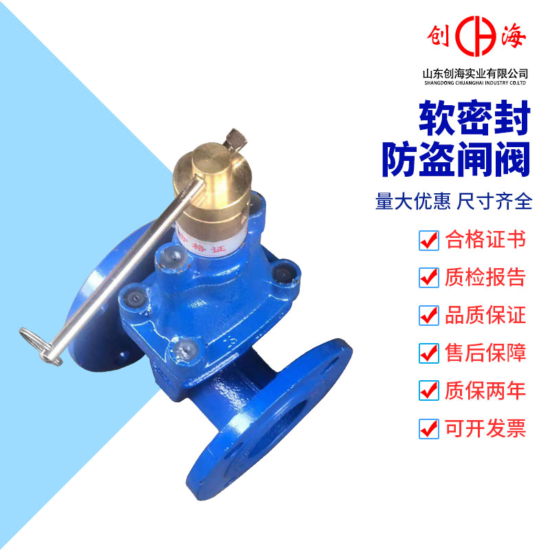 FDZ45X-16球墨铸铁加密防盗软密封闸阀带锁法兰阀门DN50 125 150
