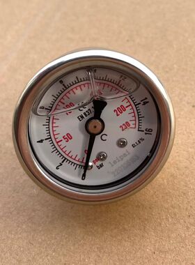 轴向耐震压力表 直径41mm 压力0-16bar 230psi 16bar=1.6mpa=16kg