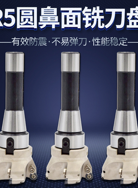 普通炮塔铣床刀杆R8柄平面铣刀盘EMR圆刀片开粗R5刀把RPMT1003MO