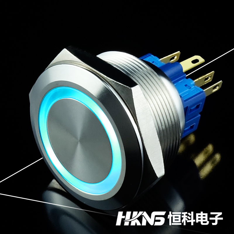 发光按钮 M30mm 冰蓝色LED光 1开1闭 启动停止信号按钮