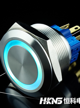 发光按钮 M30mm 冰蓝色LED光 1开1闭 启动停止信号按钮