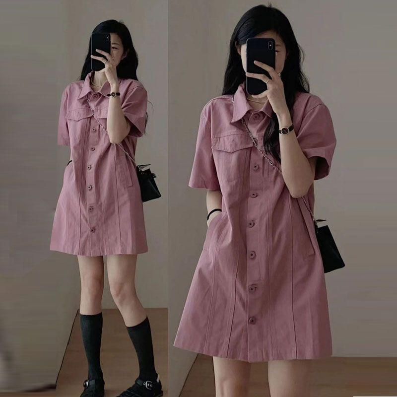 特大码领牛仔连衣裙女胖