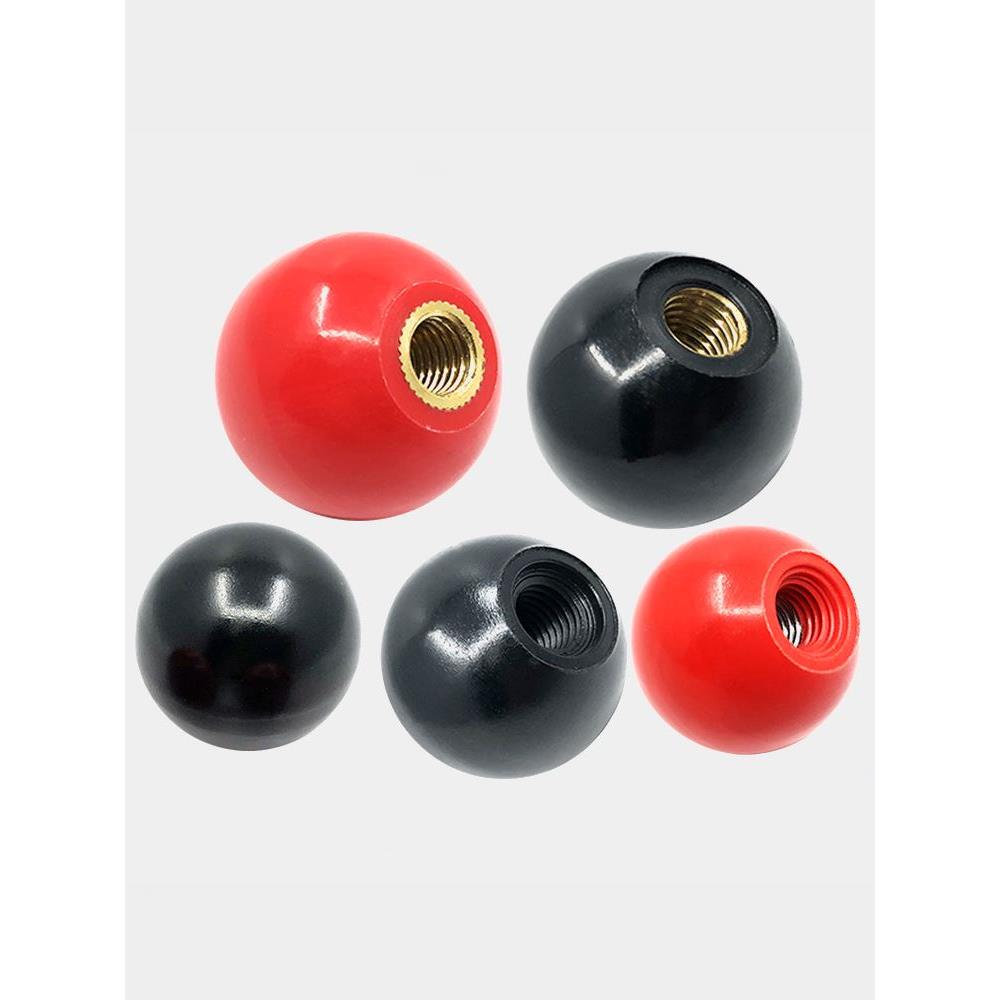 M6M8-M16胶木手柄球塑料圆球操作杆球头把手红色铜芯黑铁心电木球
