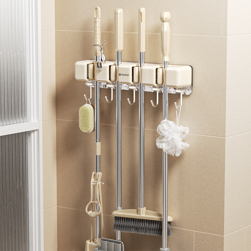 德国免打孔拖把壁挂夹强力承重卫生间墙上挂钩固定架粘钩收纳神器