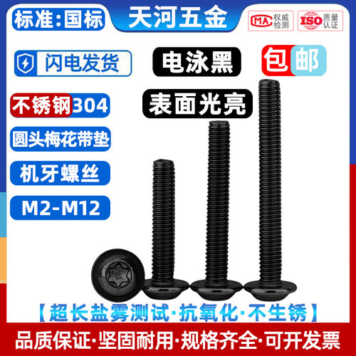 不锈钢电泳黑圆头内梅花