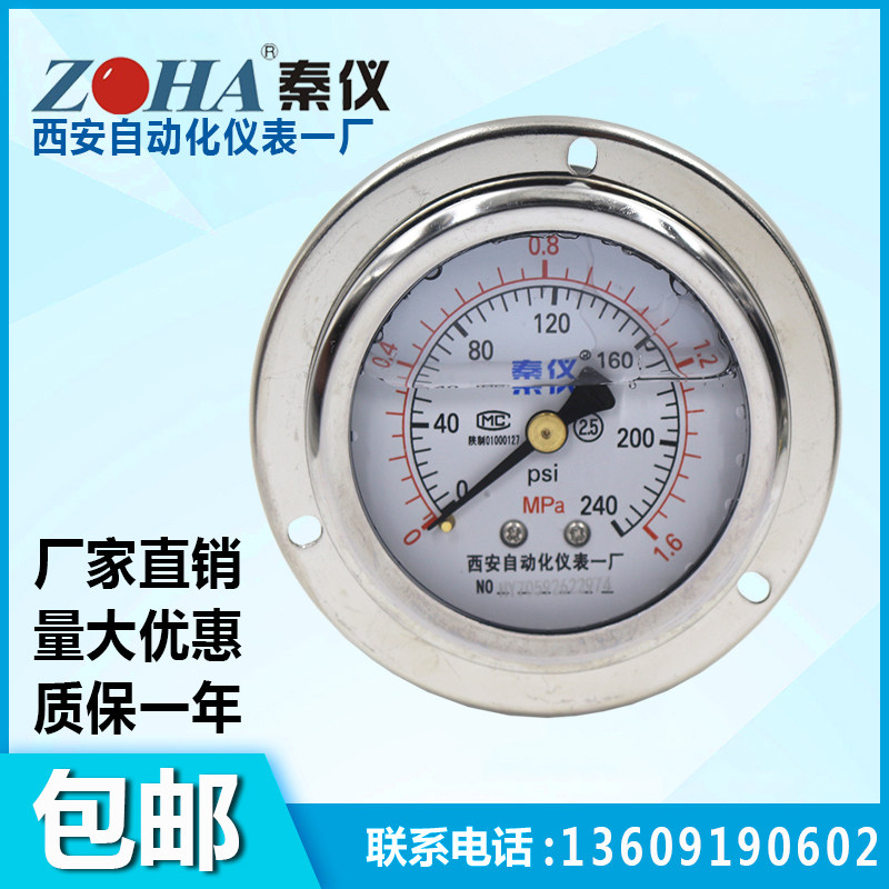 耐震轴向带边压力表真空