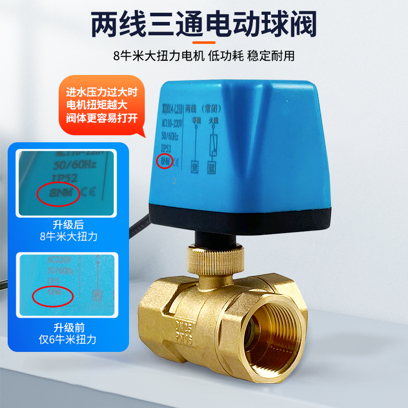 电动丝扣三通球阀一进二