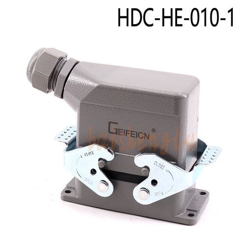 重载连接器双扣侧出HDC-HE-010-1F/M 10芯 16A 防水矩形航空插头