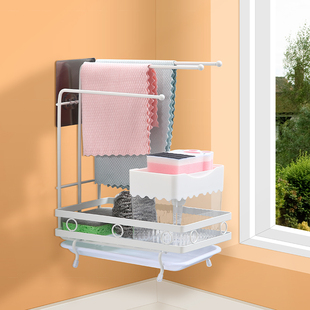 抹布架厨房水槽沥水架水池置物架壁挂海绵抹布洗碗布毛巾收纳神器