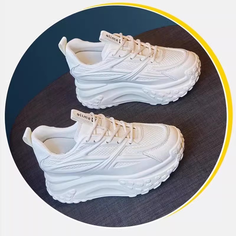 网红矮子乐内增高老爹鞋女11CM真皮厚底小个子休闲运动网面单鞋轻