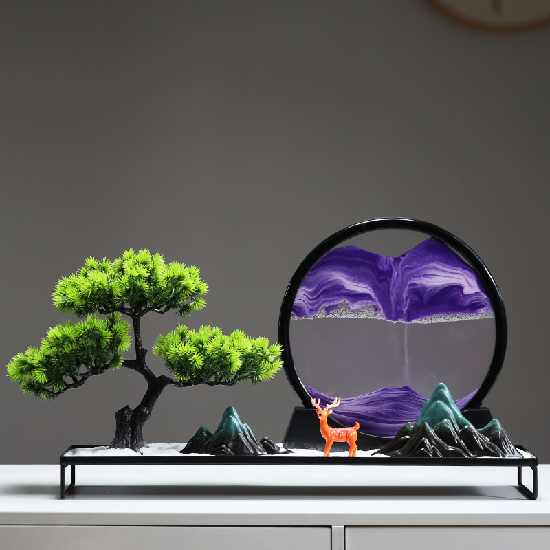 创意迎客松流沙画摆件沙漏新中式客厅禅意玄关办公室茶桌软装饰品,包装,其它包装袋,淘宝优惠券,粉丝福利购,淘宝优惠卷