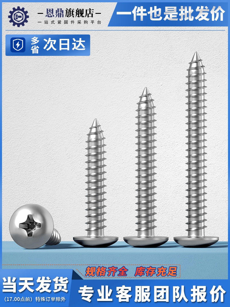 恩鼎304不锈钢大扁头自攻螺丝十字大伞头圆头木螺丝钉M3M4M5M6