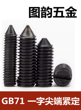 GB71一字槽锥端紧定开槽堵头发黑M2M2.5M3M4M5M6M8M10M12M16