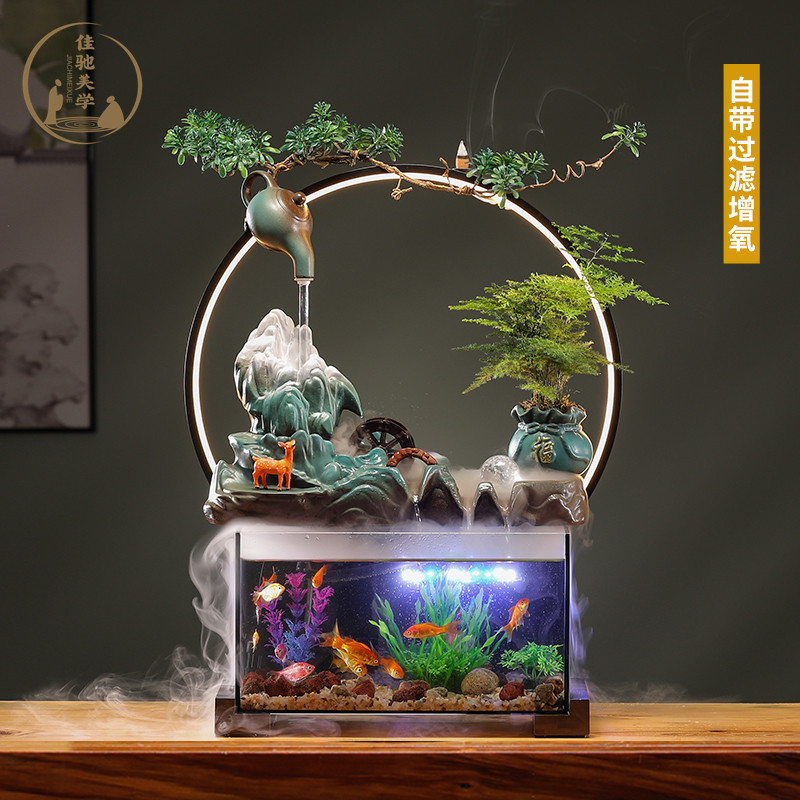 自带过滤鱼缸流水摆件循环水创意家居装饰办公室桌面开业乔迁礼品,标准件/零部件/工业耗材,输送带/传送带,淘宝优惠券,粉丝福利购,淘宝优惠卷