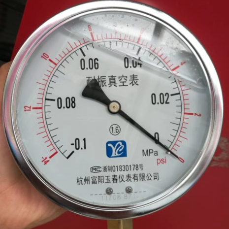 YN150 油浸抗震耐震真空表-0.1-0mpa杭州富阳玉春负压表真空压力