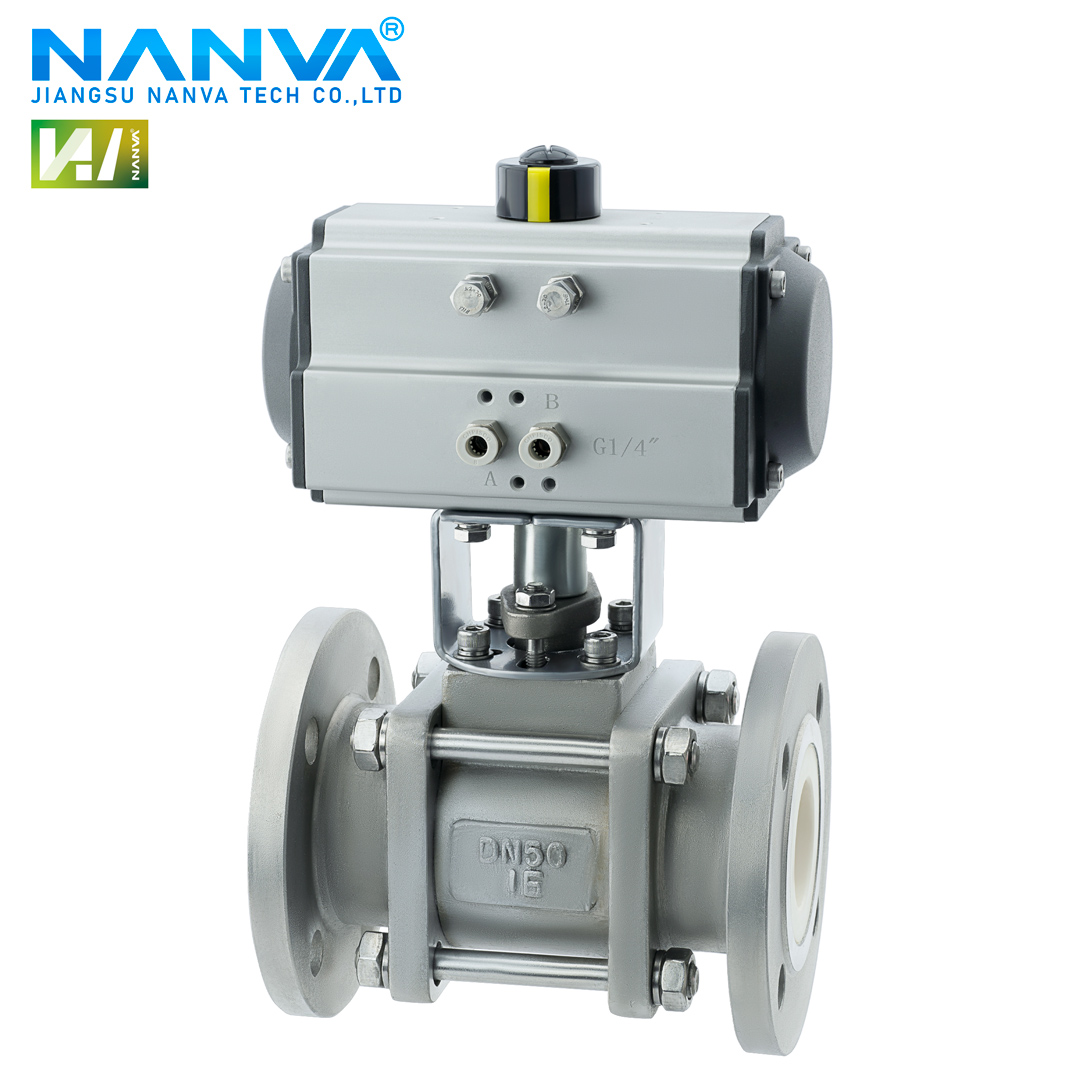 Q641TC-16P气动不锈钢全内衬陶瓷球阀法兰连接高温耐磨切断阀