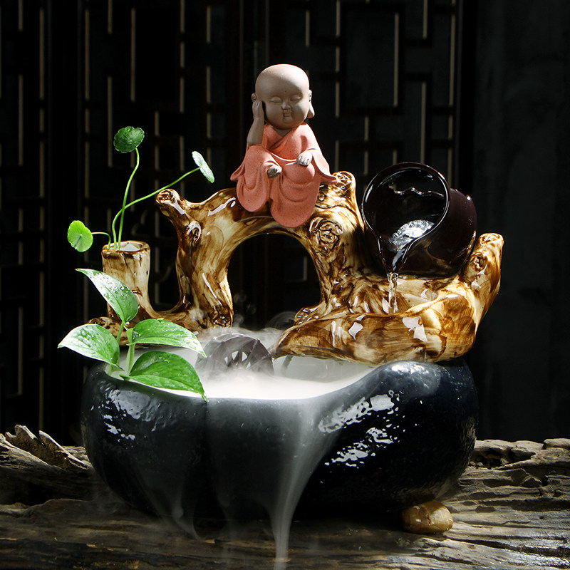 时来运转风水轮流转摆件招财流水客厅家用室内中式家居桌面 装饰