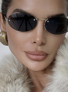 Oval frameless sunglasses 椭圆无框太阳镜欧美墨镜街拍太阳眼