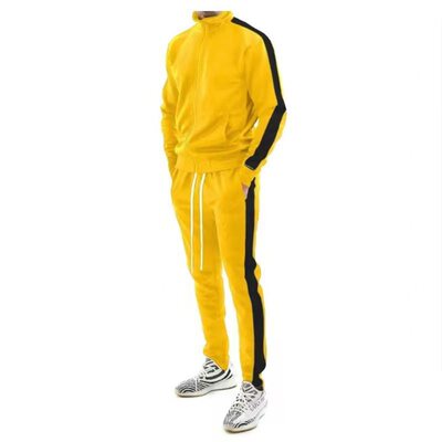 Casual Men's Sportswear Set 休闲男士套装时尚拼色立领运动套装