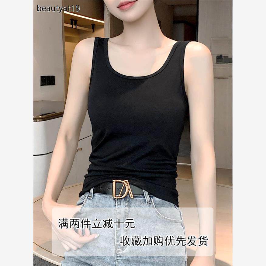 纯棉吊带背心女带胸垫外穿20