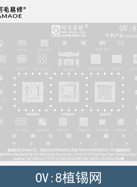 天玑700/810/930植锡网MT6833V/6855V骁龙685/SM6375/CPU植株钢网