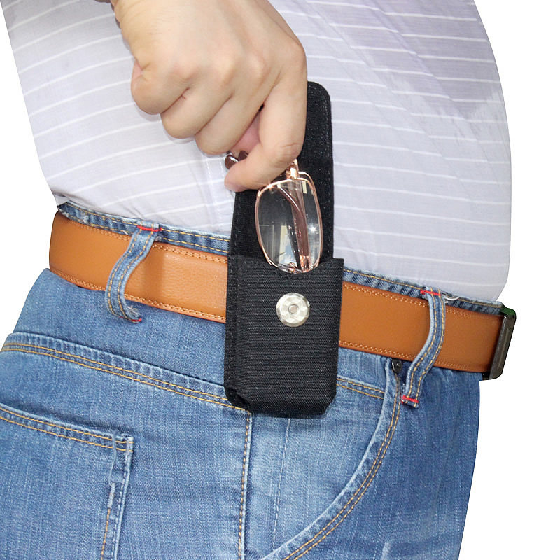 装折叠眼镜挂腰包穿皮带男女中老年人老花镜盒子挂腰间袋布套新款