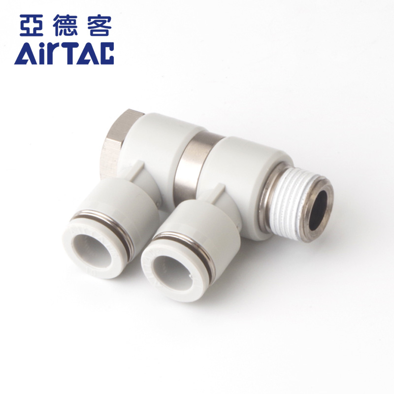 亚德客螺纹可旋转三通PHW4/6/8/10/12-01-02-03-04mm气管快速接头