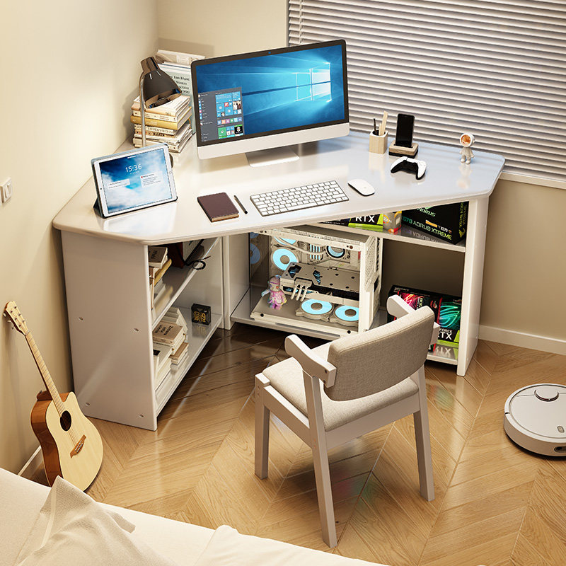 实木小型转角电脑桌台式家用办公桌简易卧室墙角书桌学生写字桌子