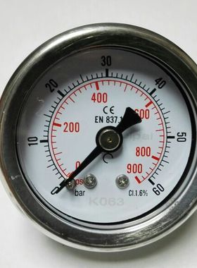 不锈钢外壳轴向压力表 Y-40Z 直径40mm 60bar 900psi 铜螺纹ZG1/8