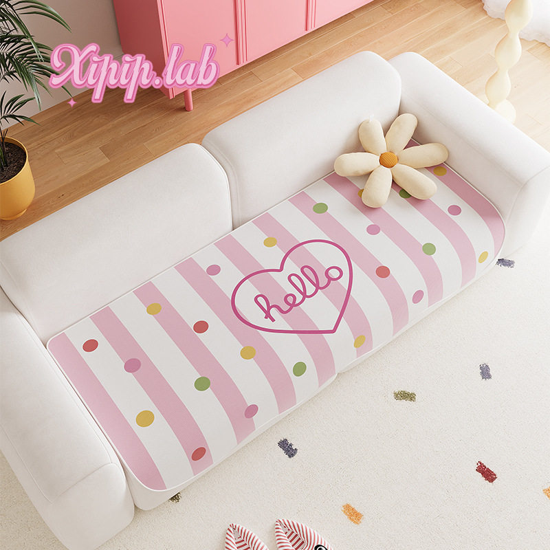 彩色沙发垫韩系客厅冰丝家用多巴胺夏季凉感防滑坐垫凉席垫子