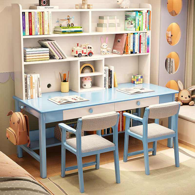 双人书桌一体书架家用学生写字桌1.8m实木学习桌初中高中生电脑桌,童装/婴儿装/亲子装,包包,淘宝优惠券,粉丝福利购,淘宝优惠卷