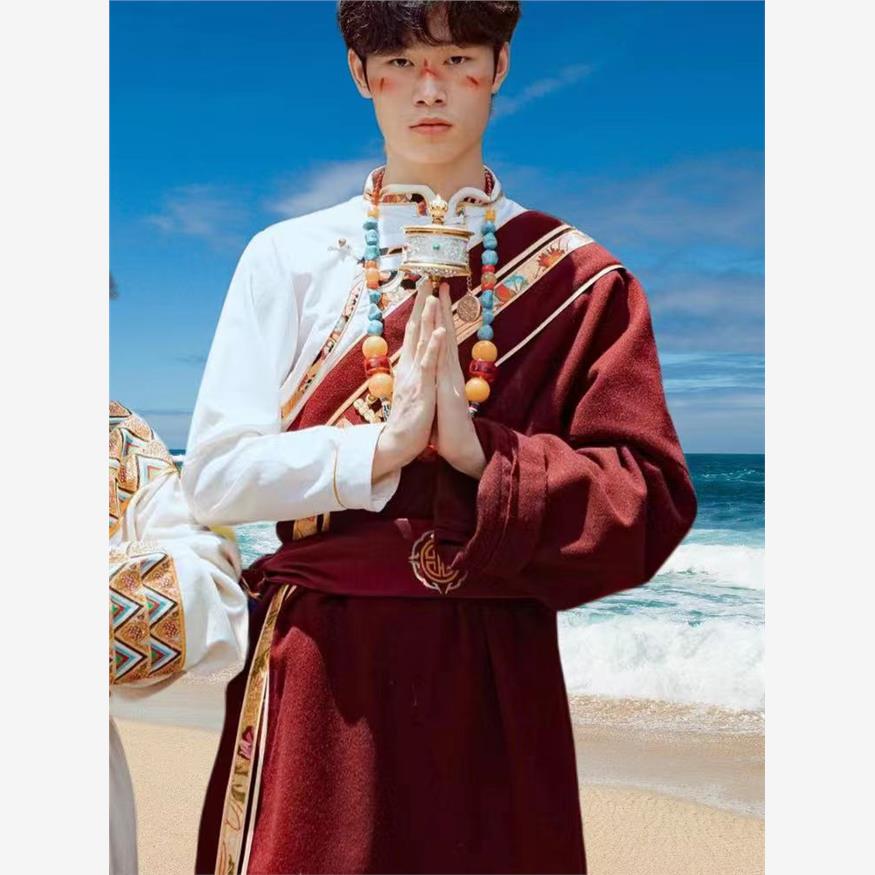 新款男士藏族服装女贵袍