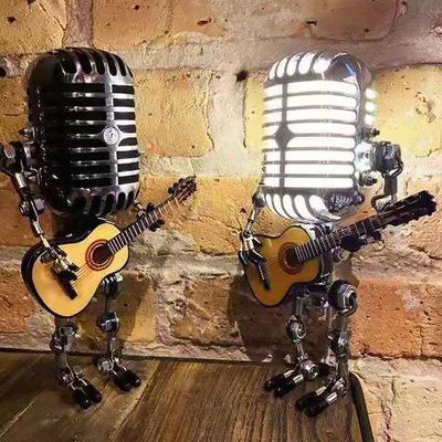 复古老式麦克风台灯Microphone Robot Lamp家居摆件