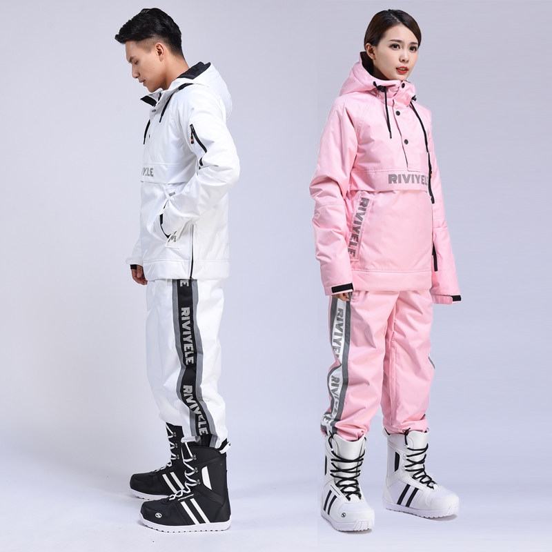 滑雪服男单板中长款防水耐磨加棉防水防风透气情侣女保暖滑雪帽衫