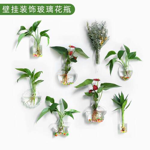 创意壁挂玻璃花瓶透明插