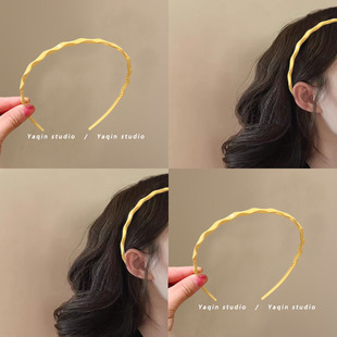 柠檬黄色！糖果色波浪细发箍！清新头箍发卡压发头饰女夏盘发器