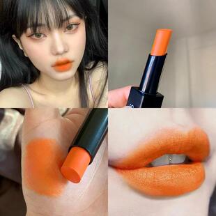 橘色口红吃土色南瓜烂番茄色裸色系哑光低饱和裸粉灰粉色夏天素颜