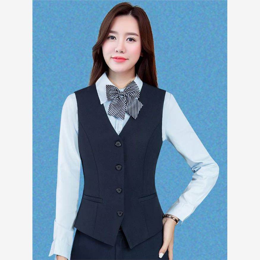 2020新款西装马甲女秋冬马夹职业套装工作服短款坎肩工装正装