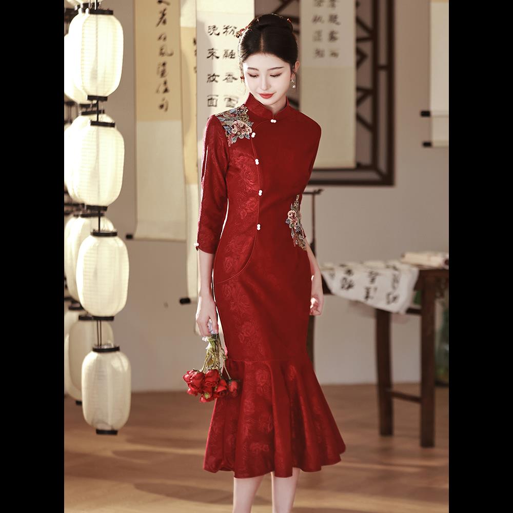 喜结良缘新中式鱼尾旗袍