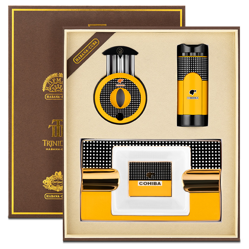 德国雪茄工具套装多功能雪茄剪v型陶瓷雪茄烟灰缸雪茄打火机套装