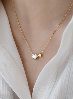 小众轻奢心心相连项链