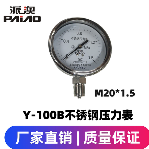 派澳仪表YN100B  1.6MPa不锈钢耐震径向压力表油压水压气压全量程