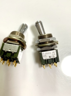 日本NKK M-2022L/B大头钮子开关6脚2档摇头摇臂拨动开关12mm 金脚