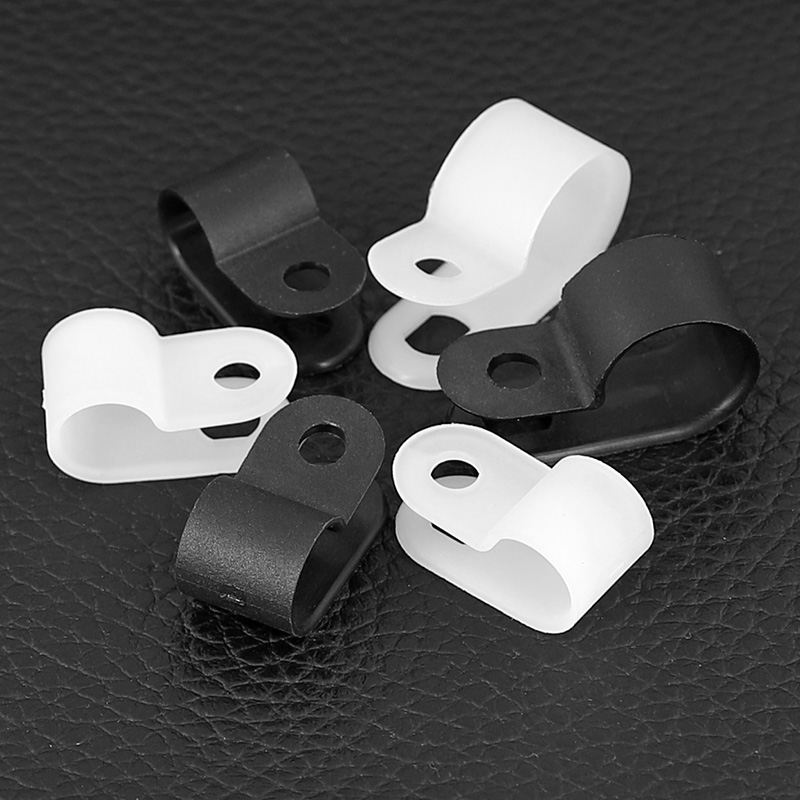 R型理线夹/U形线夹/电线缆定位固定器螺钉塑料夹线环扣线卡配线纽