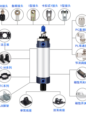 MAL迷你气缸铝合金小型气动MALD16/20/25/32/40X25X50X75X100MALJ